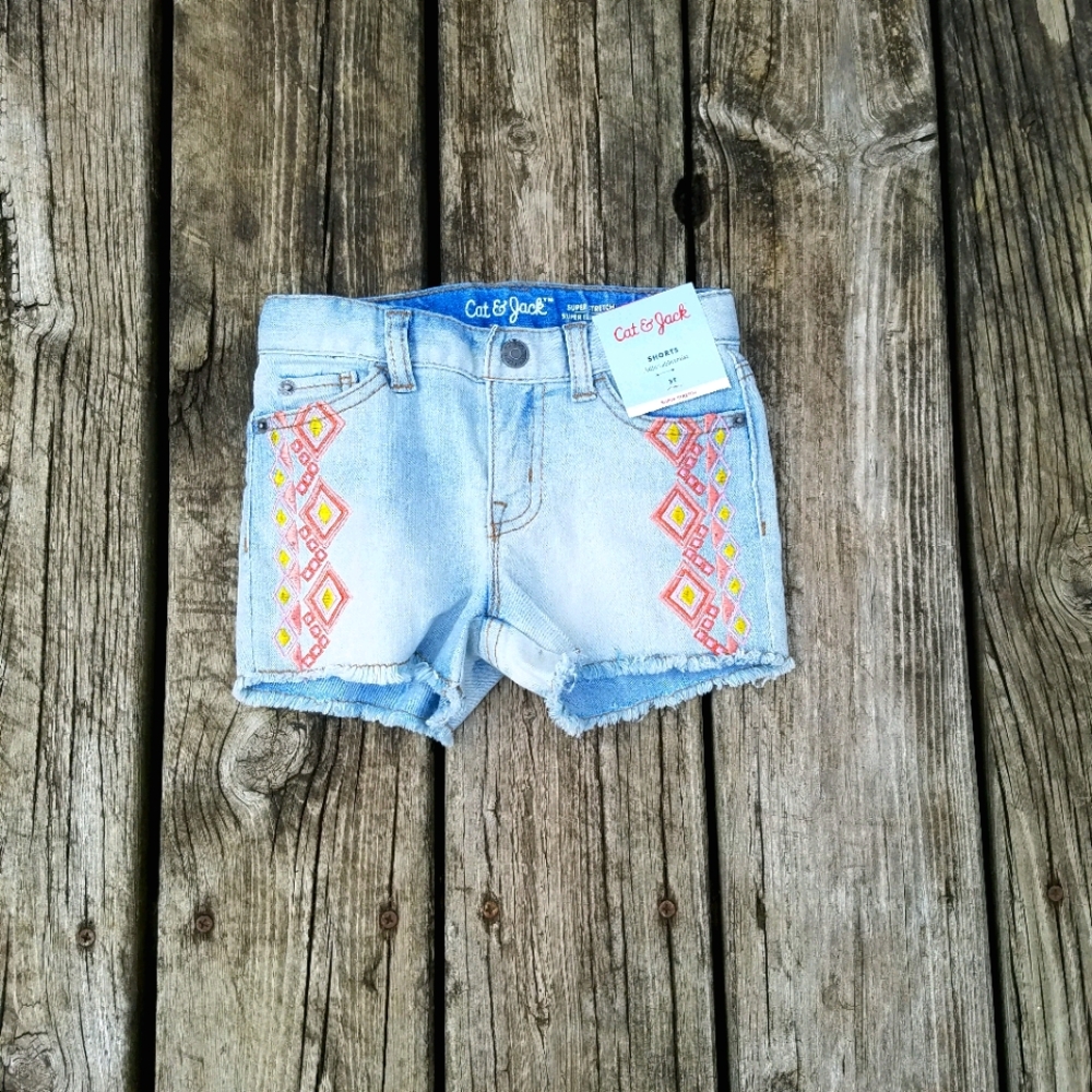 NWT girls embellished blue denim jean shorts